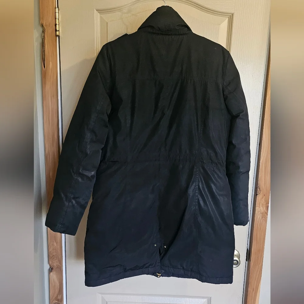 Cole Haan Down & Feather Anorak Puffer Coat - Medium Black & Gold, Double Zipper - Picture 8 of 8